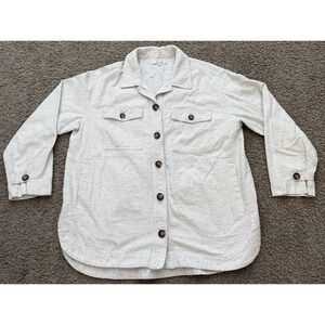 Madewell Speckled Denim Donegal Shirt-Jacket Womens Cotton Button Front Large